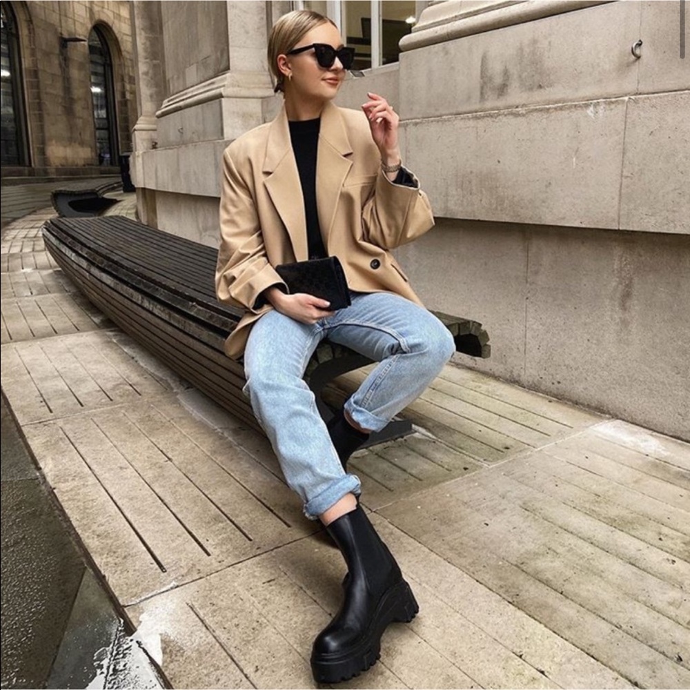 Zara Leather Ankle Boots with Lug Sole